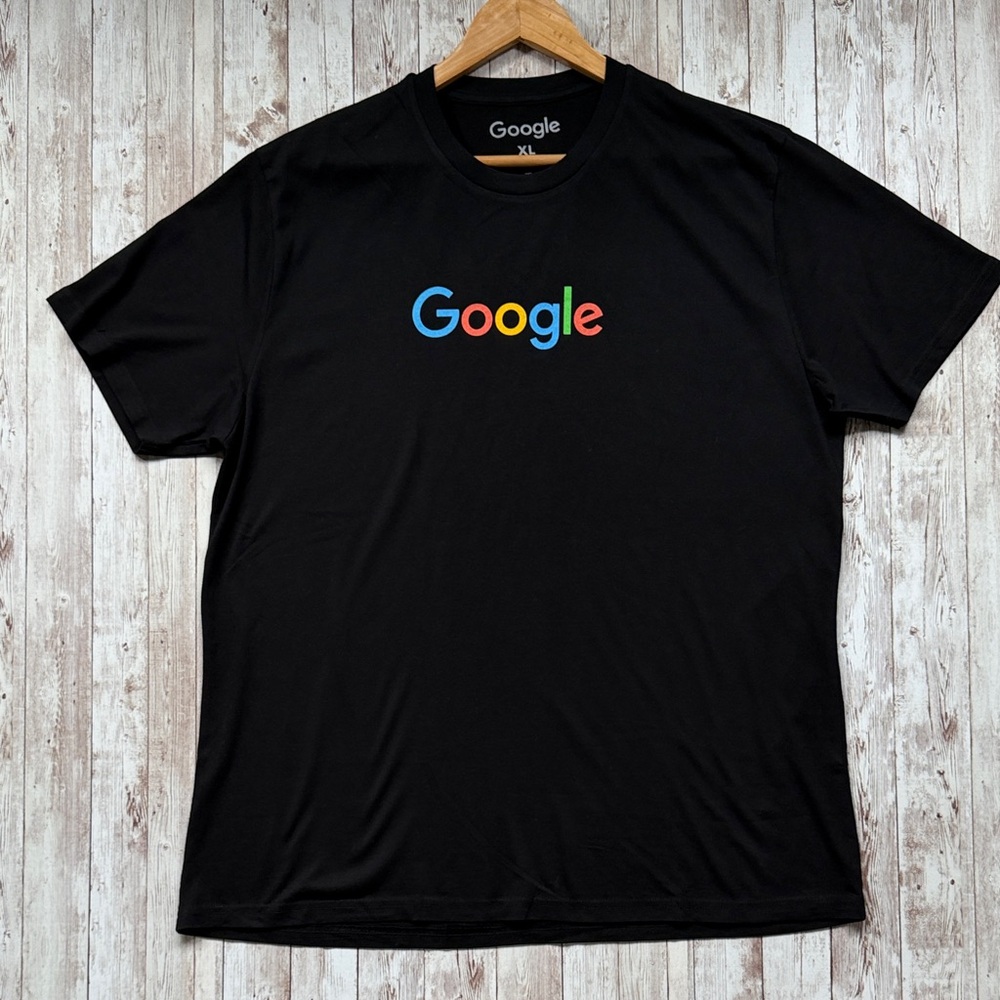 New Google Logo T-Shirt Black sz XL Soft Cotton Modal Comfy Tech Classic